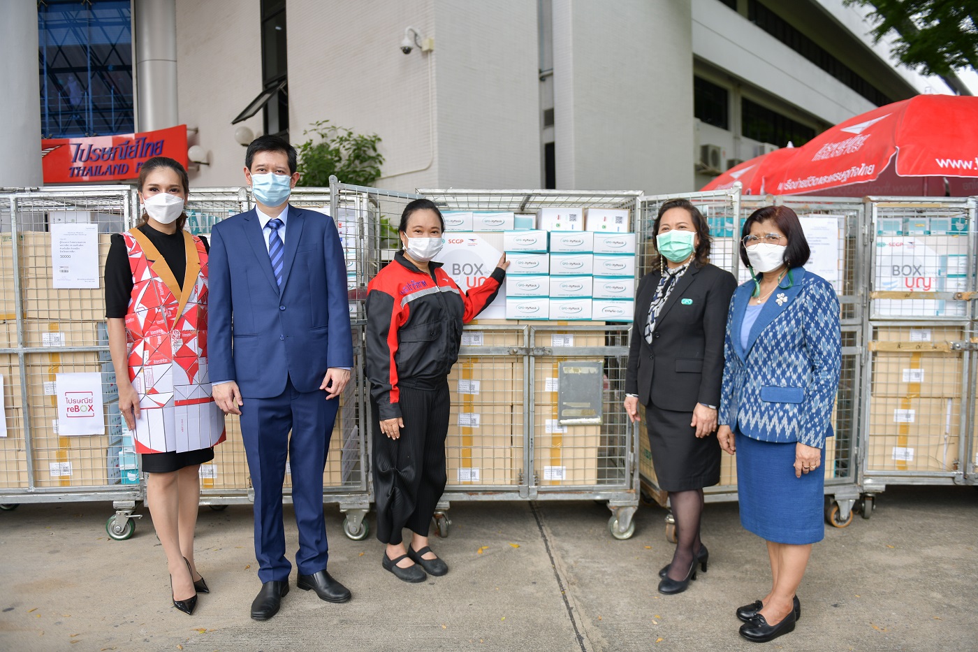 Thailand Post & SCGP & GPO Join Hands in Thailand Post’s “reBOX” Campaign Handing Over Surgical Masks to Eight Hospitals