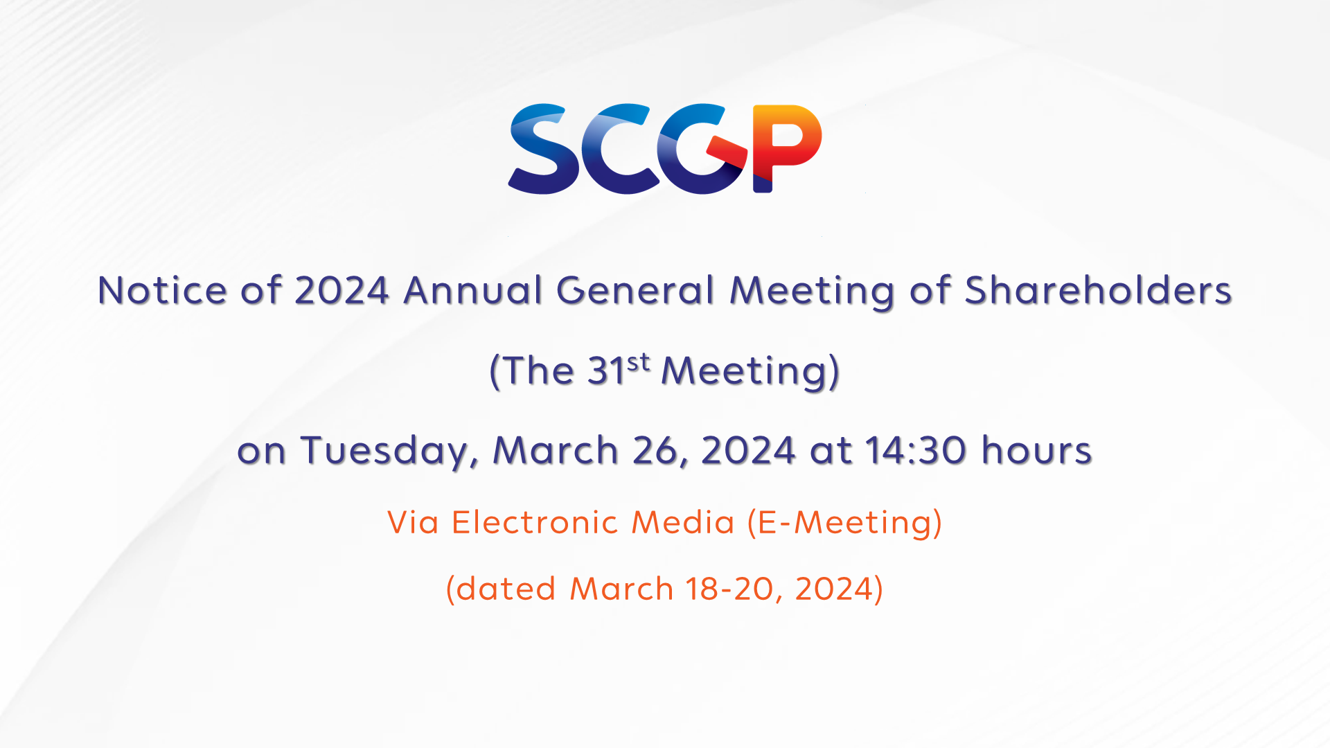 Notice of 2024 Annual General Meeting of Shareholders (The 31st Meeting) of SCG Packaging Public Company Limited
