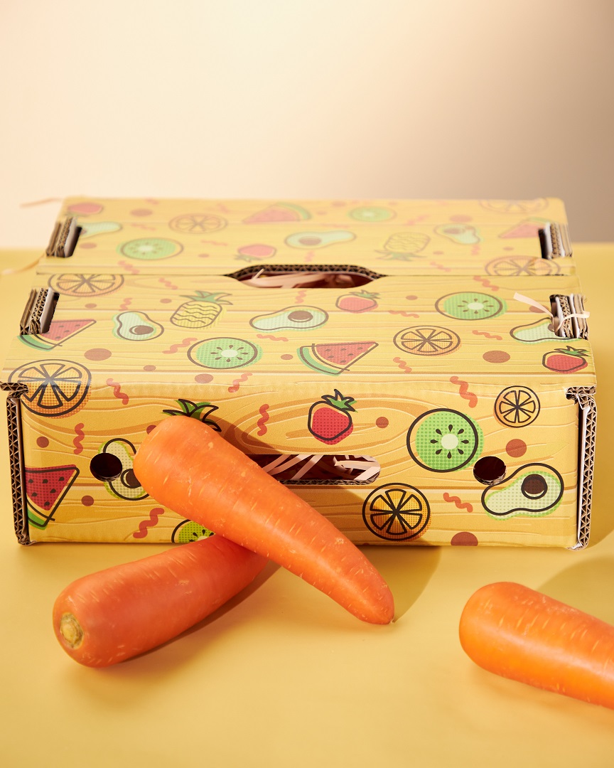 “Reclosable common footprint Carton” open-close fruit and vegetable packaging from SCGP